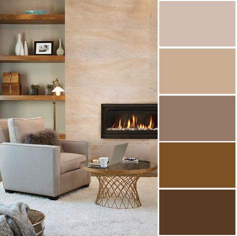 Las tonalidades beige en tu hogar evocan  seguridad, protección y abundancia material. House Color Schemes Interior, Colour Combinations Interior, Color Palette Interior Design, Color Palette Living Room, Living Room Wall Color, House Color Palettes, Interior Color Schemes, Baby Boy Room Decor, Living Room Decor Fireplace