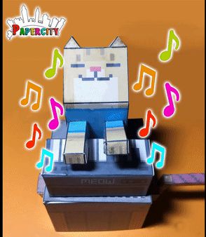 Paper cat - Cat playing piano Charlie Schmidt's Keyboard Cat Cat Playing Piano, Keyboard Cat, Piano Crafts, Paper Cat, Cat Printable, Paper City, Playing Piano, Make Paper, Cat Crafts