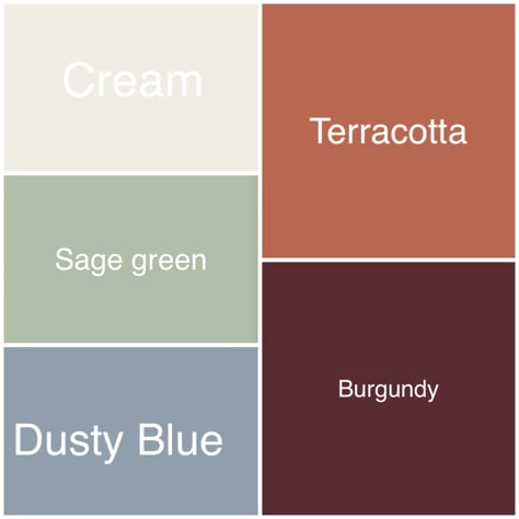 Sage Green Fall Color Palette, Dusty Blue Fall Color Palette, Terracotta Eucalyptus Color Palette, Green Grey Terracotta, Dusty Blue And Terracotta Color Scheme, Terracotta Wedding Theme Colors, Terracotta Sage And Dusty Blue Wedding, Sage And Red Color Palette, Color Pallet With Sage Green