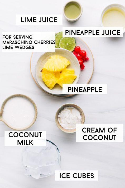 Pina Colada Recipe Non Alcoholic, Virgin Piña Colada, Pina Colada Mocktail, Soft Drinks Recipes, Virgin Pina Colada, Pina Colada Recipe, Alcohol Free Drinks, Coconut Drinks, Shower Food