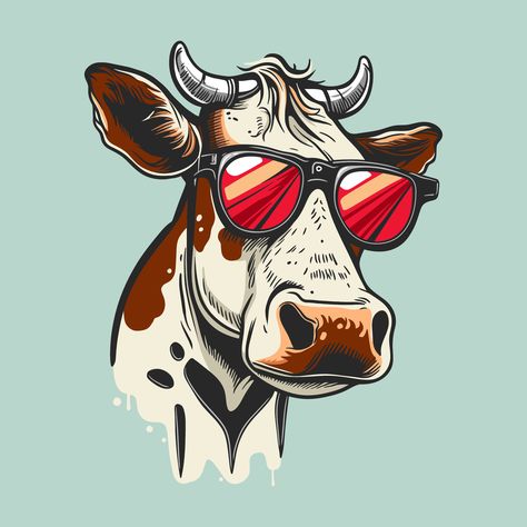 Sunglasses Vector, Cow Vector, Cartoon Cow, Outdoor Stickers, The Cartoon, Logo Banners, Cool Sunglasses, Cartoon Icons, Heart With Arrow