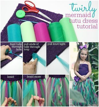 Tutu Dress Tutorial, Diy Tutu Dress, Diy Tutus, Robe Diy, Mermaid Tutu, No Sew Tutu, Tutu Ballet, Diy Tutu, Mermaid Diy