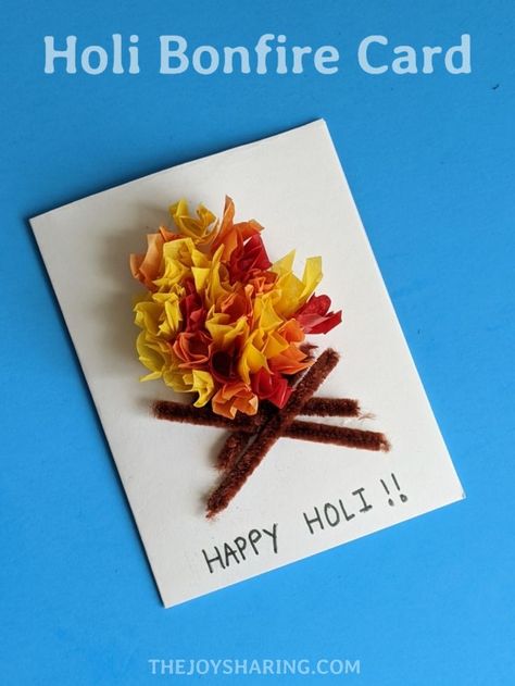 Bonfire Arts And Crafts, Holi Card For Kids, Holi Card Ideas, Holi Crafts, Holi Craft, Holi Art, Holi Card, Holi Decor, Holi Decoration