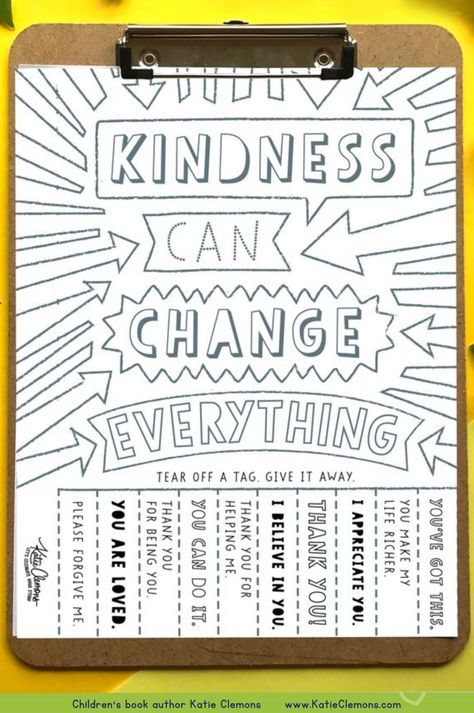 Keep your kids engaged and grateful this holiday season with this Katie Clemons journal Christmas Kindness Poster. It's a free printable kindness poster that girls and boys can color, hang in their community, and talk about gratitude with. This tear-off a tag poster is a wonderful family activity. Tear off kindness tags and gift one each day to create a warm and giving atmosphere. This kindness challenge is a coloring poster for family fun. Get your free download now! Free Kindness Printables, Kindness Squad, World Kindness Day Ideas For Staff, Elementary Kindness Projects, Kindness Activities For High Schoolers, Kindness Day Ideas, Take What You Need Printable, Unity Day Activities For Kids, Kindness Worksheets