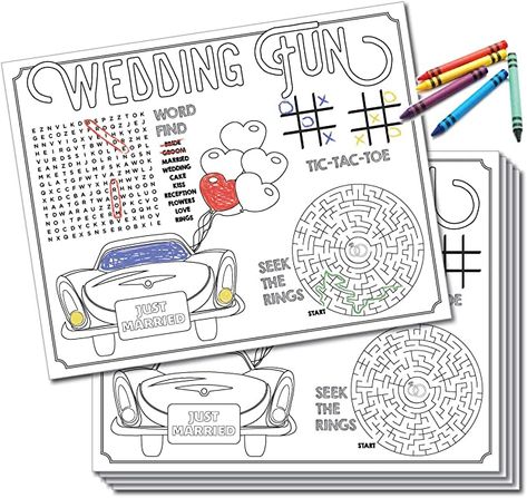 Amazon.com: UP THE MOMENT Kids Wedding Activity Placemats - 24 Count, Wedding Coloring for Kids, Kids Table Wedding Activities, Wedding Activities Placemats, Kids Wedding Favors : Home & Kitchen Kids Table Wedding Activities, Activities Wedding, Kids Wedding Favors, Wedding Placemats, Kids Table Wedding, Wedding Wording, Wedding Activity, Kids Wedding Activities, Placemats Kids