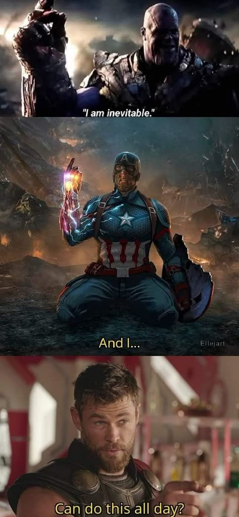 I Can Do This All Day, Funny Avengers Pictures, Character Collage Drawing, Marvel Jokes Avengers Funny, Marvel Snap, All Avengers, America Memes, Superhero Memes, Funny Marvel Memes