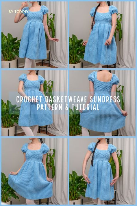 Crochet Dress Sleeves, Crochet Dress Modest, Crochet Milkmaid Dress, Crochet Oversized Top, Crochet Fairy Dress Pattern Free, Crochet Dress Free Patterns, Crochet Sundress Free Pattern, Crochet Puff Dress, Easy Crochet Dress Pattern Free