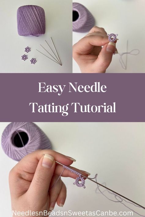 Tatting For Beginners, Needle Tatting Tutorial, Bobbin Lace Tutorial, Tatting Patterns Free, Needle Tatting Patterns, Shuttle Tatting Patterns, Tatting Tutorial, Tatting Jewelry, Needle Tatting