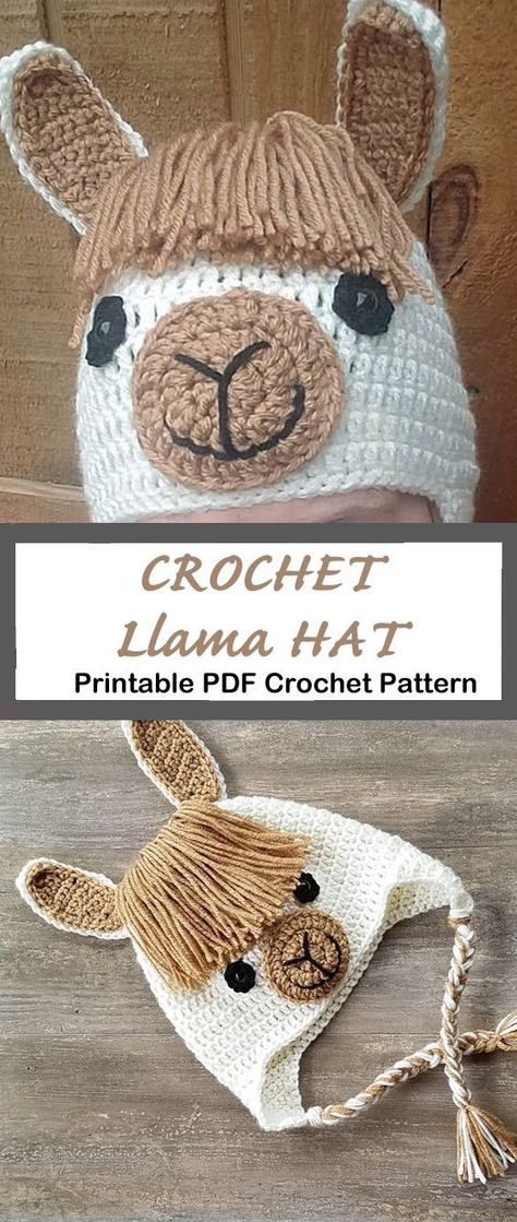 animal Crochet hat pattern - Make a winter hat - A Crafty Life #crochet #crochetpattern #crochethat Animal Crochet Hat, Llama Hat, Crochet Baby Cap, Llamas With Hats, Crochet Character Hats, Crochet Animal Hats, Hats Crochet, Crochet Baby Hat Patterns, Crochet Kids Hats