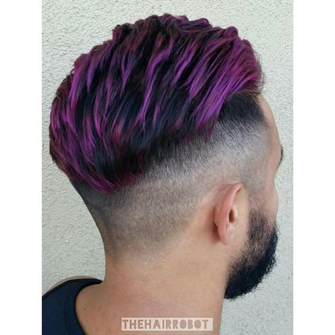 Highlights, magenta Pravana and a haircut. I love this color. Men Purple Hair, Hair Color Ideas For Men, Highlight Hair Dye, Purple Hair Highlights, Cosplay Men, Weekend Hair, Dyed Hair Men, Mens Hair Colour, Mens Hairstyles Thick Hair