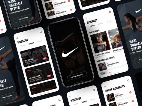 Nike Workout App by Arjun ✪ on Dribbble Free Visa Card, Landing Page Ui Design, Mobile App Inspiration, Hero Section, Nike App, Landing Page Ui, Short Workouts, App Interface Design, Gui Design