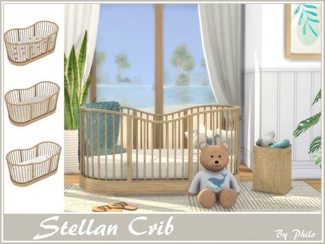 philo's Stellan Crib Sims 4 Invisible Crib Mod, Sims 4 Infant Crib Cc, Sims 4 Infant Bed, Sims 4 Cribs, Sims 4 Crib Cc, Living Room Sims 4, Sims 4 Cc Furniture Living Rooms, Lotes The Sims 4, Traditional Nursery