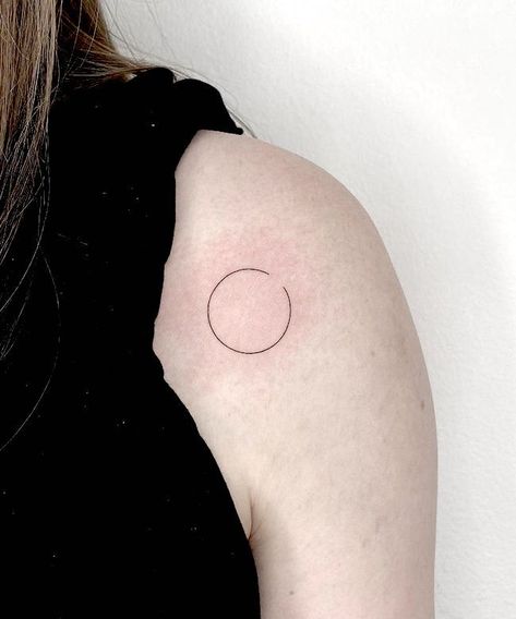 Circle And Line Tattoos, Caim Circle Tattoo, Almost Tattoo Word, Almost Circle Tattoo, Beauty In Imperfection Tattoo, Word Circle Tattoo, Unfinished Circle Tattoo, Openness Tattoo, Minimal Circle Tattoo