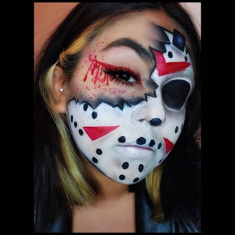 Friday The 13 Makeup Ideas, Friday 13th Makeup Ideas, Friday The 13th Makeup Ideas, Jason Mask Makeup, Friday 13th Makeup, Jason Makeup Halloween Friday The 13th, Friday The 13th Makeup Looks, Jason Halloween Makeup, Friday The 13th Costumes