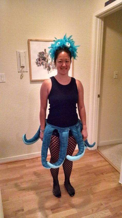 Octopus Skirt, Octopus Costume Diy, Octopus Legs, Octopus Costume, Pregnancy Costumes, Simple Tank Tops, Pulled Back Hairstyles, Feather Hair Clips, Halloween Contest