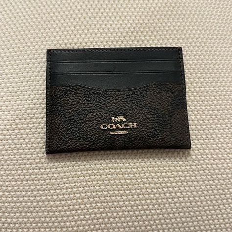 Coach card case Coach Card Holder, Brown Coach, Coach Logo, What I Want, Coach Handbags, Card Case, Slots, Dark Brown, Card Holder