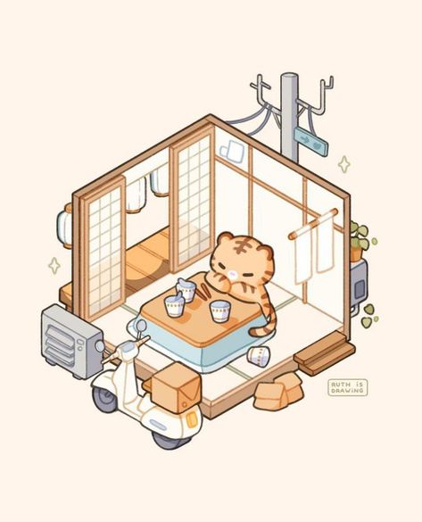 Japanese Drawings, Isometric Art, Cute Doodles Drawings, Game Concept Art, Cute Kawaii Drawings, Cute Doodle Art, Chibi Drawings, Korean Art, Kawaii Doodles