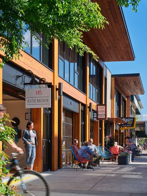 1203 Willamette — ROWELL BROKAW Shopping Street Design, Street Retail Architecture, Commercial Mixed Use Buildings, Commercial Steel Building Design, Commercial Strip Mall Exterior, Powell Bookstore, Streetscape Design, Apartments Exterior, Retail Architecture