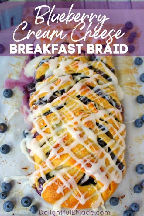 Blueberry Cream Cheese Breakfast, Breakfast Braid Recipe, Breakfast Braid, Easy Crescent Roll Recipes, Easy Crescent Rolls, Blueberry Oatmeal Bake, Cream Cheese Breakfast, Oatmeal Breakfast Bars, Cream Cheese Danish