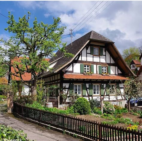 Traditional German House, German Country House, German Farmhouse, German Houses, Timber Frame House, German Architecture, Timber Frame Construction, Countryside House, Old Farm Houses