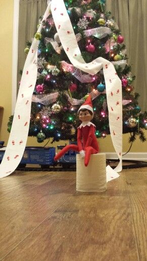 Used a sponge and red paint to make "elf on the shelf" foot prints and rolled it on the Christmas tree! He is going to get a kick out of this one!!! #elfontheshelfideas #toiletpaper #christmas Red Paint, On The Shelf, Elf On The Shelf, The Christmas, Tree Skirts, Christmas Tree Skirt, Elf, Christmas Tree, Sparkle