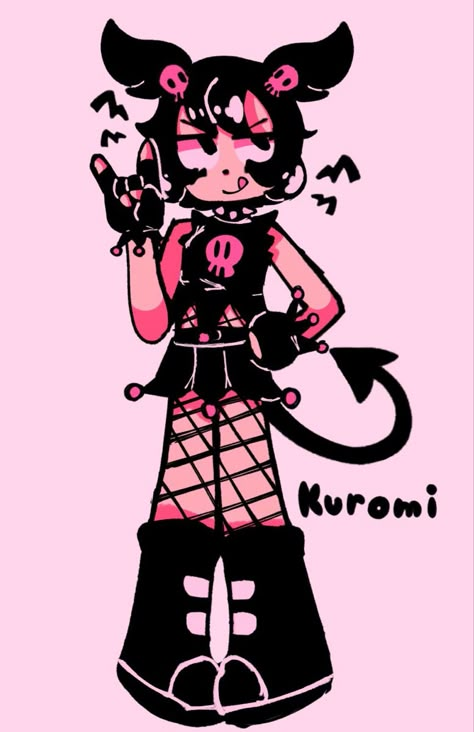 Kuromi Fanart, Female Drawing Poses, Kidcore Art, Human Sketch, Art Eras, Hello Kitty Characters, Human Drawing, Kitty Drawing, Hello Kitty Drawing