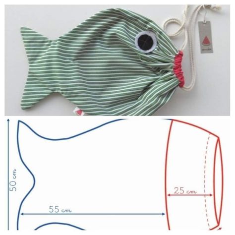 Drawstring Fish Bag Pattern, Fish Drawstring Bag Pattern, Fish Drawstring Bag, Fish Bag Sewing Pattern, Fabric Fish Pattern Free, Fish Bag Pattern, Fish Sewing Pattern, Fish Sewing, Easy Things To Sew