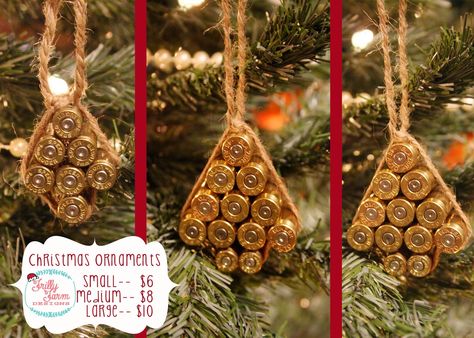 Shell Casings Crafts, Bullet Casing Crafts, Bullet Crafts, Fishing Christmas, Bullet Casing, Navidad Diy, Christmas Ornament Crafts, Farm Girl, Christmas Ornaments To Make