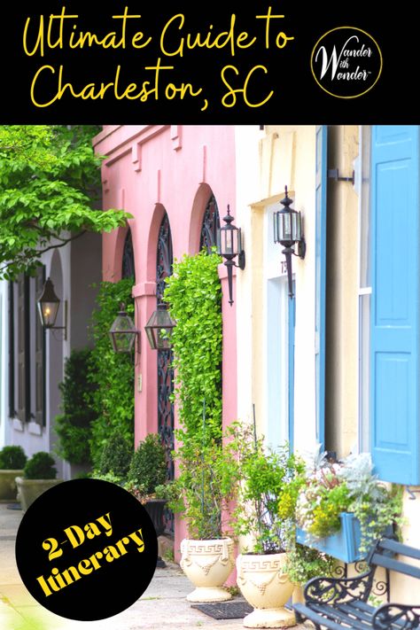 Charleston is a charming Southern town. While 2 days is hardly enough time, this Ultimate Guide 2 Days in Charleston offers some highlights on how to experience the history, culture, and food of Charleston, SC. Visit South Carolina, Southern Town, South Carolina Vacation, South Carolina Travel, Middleton Place, North America Travel Destinations, Us Road Trip, Us Travel Destinations, Family Travel Destinations