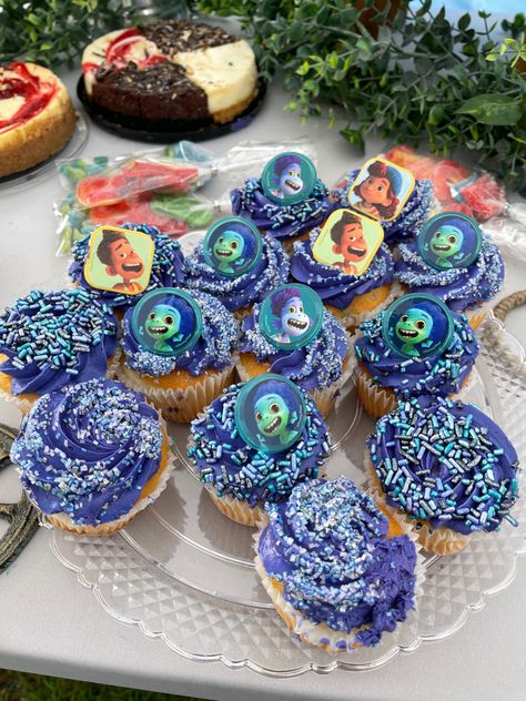 Vons cupcakes, Amazon Luca rings, Walmart Sprinkles Luca Party, Mermaid Birthday Party Food, Luca Disney, Cupcake Birthday Party, Disney Pixar Movies, Birthday Party Food, Mermaid Birthday Party, Fiesta Party, Mermaid Birthday