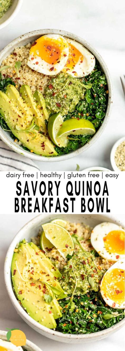 Egg Quinoa, Savory Gluten Free, Breakfast Bowl Egg, Savory Quinoa, Egg And Grapefruit Diet, Dairy Free Pesto, Soft Boiled Egg, Healthy Bowl, Quinoa Breakfast Bowl