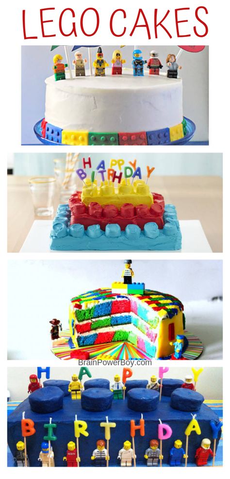 Amazing DIY LEGO Cakes you can actually make yourself (with a little help from the recipes and instructions which are included!) You are going to love the selection! Click or tap to see them all. Easy Lego Cake, Lego Torte, Turtle Candies, Cakes Without Fondant, Lego Cupcakes, Ninjago Cakes, Cakes Easy, Lego Birthday Cake, Instructions Lego