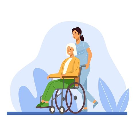 Elderly Care Center, Homecare Nursing, Nurse Cartoon, Elderly Activities, Nurse Art, House Cartoon, Isometric Illustration, Family Support, Web Graphic Design