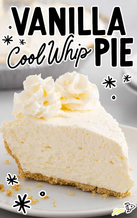 Cool Whip Pie, Cool Whip Recipes, Whip Recipes, Vanilla Pie, Cool Whip Pies, Cool Whip Desserts, Baking Recipes Pie, No Bake Recipes, Chocolate Crust