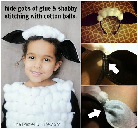 Baby Sheep Costume, Sheep Outfit, Diy Sheep Costume, Cow Costumes, Fantasia Diy, Diy Sheep, Sheep Costume, Lamb Costume, Sheep Costumes