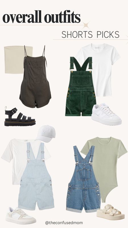 Overalls Shorts Outfit Fall, Monochromatic Outfit Summer, 90s Overalls Outfit, Overalls Shorts Outfit, White Overalls Outfit, Short Overalls Outfit, Jean Overall Outfits, Black Overalls Outfit, Styling Overalls