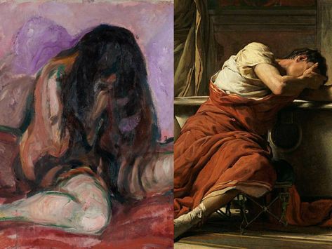 10 paintings about grief that reflect the excruciating pain of loss Bible Paintings, Romanticism Artists, Artemisia Gentileschi, Loss Of Mother, Expressionist Artists, Emotional Scene, John William Waterhouse, Powerful Images, Drawing Stuff