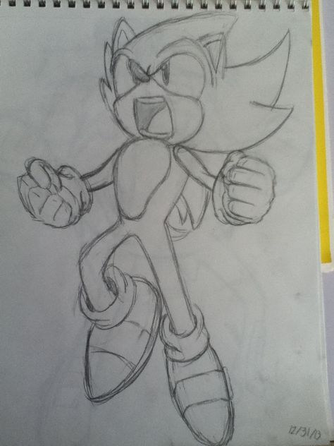 Super Sonic the Hedgehog drawing Super Sonic Drawing, Drawing Sonic, Sonic The Hedgehog Drawing, Sonic Drawings Easy, Sonic Sketch, Super Sonic, Sonic Sketch Easy, Shadow Sketch Sonic, Sonic Drawing Pencil