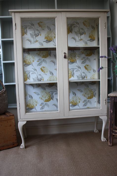 I love everything about this display cabinet/bookcase, but my favourite bit is the ball and claw feet - great character. Painted in Farrow and Ball Matchstick. www.restored2bloved.com Painted Ball And Claw Furniture, Farrow And Ball Matchstick, Ball And Claw Furniture, Wallpaper Cupboard, Farmhouse Credenza, Frenchic Paint Furniture, Wooden Magazine Rack, Bathroom Furniture Modern, Cabinet Bookcase