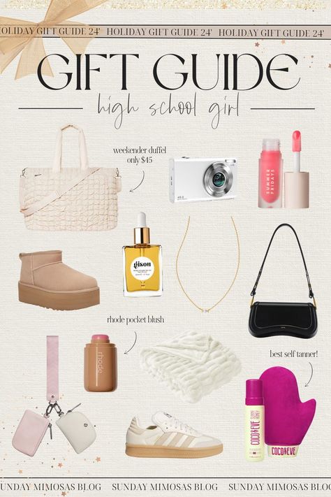 Trendy Christmas Gift Ideas for Teenage Girl! Shopping for gifts for teen girls can be so hard, but don't worry! We've got you covered! Here are the top trending gift ideas for teenagers this holiday season. From UGG platform shoes and Adidas Sambas to the best self tanner and our favorite digital camera, our teen girl gift guide has everything  she's asking for and more. Check out our latest post for more Christmas gift ideas for everyone on your list. Teenager Christmas Gifts, Gift Guide Teen Girl, Christmas Ideas For Teenage Girl, Gifts For Teenagers Girls Ideas, Teen Girl Christmas List, Teenage Girl Christmas Gifts, Christmas List Ideas Teenage Girl, Teen Girl Gift Guide, Gifts Teenage Girl