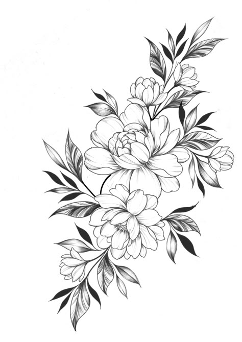 Floral Fillers Tattoo, Floral Cluster Tattoo, Floral Sleeve Filler Ideas, Floral Tattoo Filler, Hip Floral Tattoo, Half Sleeve Flowers, Sleeve Filler Ideas Women, Line Work Flowers, Myself Tattoo