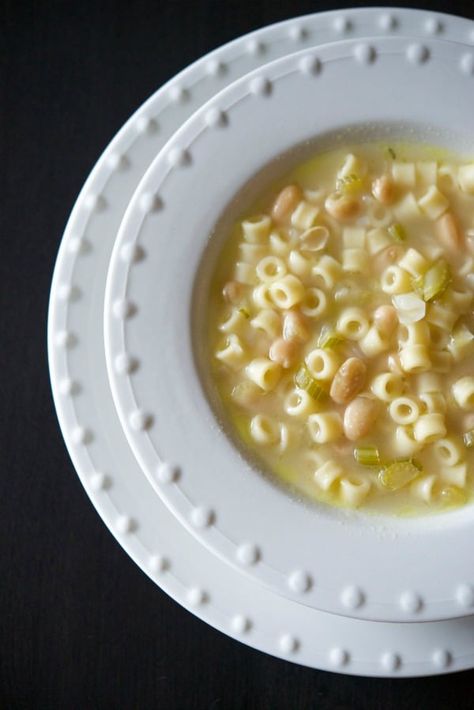 Tuscan White Bean Soup is a hearty, delicious Italian soup made with simple ingredients like celery, cannellini beans, Ditalini pasta and chicken broth. White Bean Pasta Soup, Bean And Pasta Soup, Tuscan White Bean Soup, Pasta Soup Recipes, Pasta And Chicken, Chicken Broth Soup, Tuscan White Bean, Fagioli Soup, Ditalini Pasta