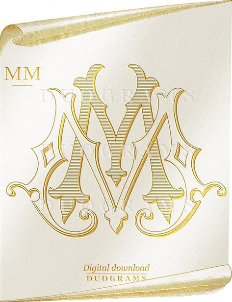 Monogram logo design with vintage wreath. Perfect for wedding invitations, stationery, and other wedding decor. SVG digital Mm Monogram Logo, Mm Logo Design Graphics, M M Monogram, Royal Monogram, Royal Logo, Family Logo, Couples Monogram, Wedding Logo Monogram, M Monogram