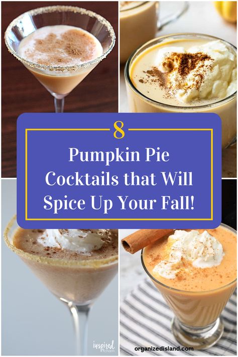 Collage of 4 pumpkin pie cocktails. Pie Cocktails, Pumpkin Spice Cocktail, Best Pumpkin Pie, Get Ready For Fall, Fall Cocktails, Pumpkin Pie Recipes, Fall Drinks, Best Pumpkin, Ready For Fall