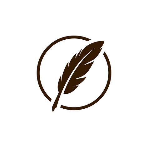 Feather quill pen golden ink logo Royalty Free Vector Image Quill Logo, Pen Logo, Feather Icon, Feather Quill Pen, Ink Logo, Feather Logo, Pen Icon, Vintage Fountain, Feather Vector