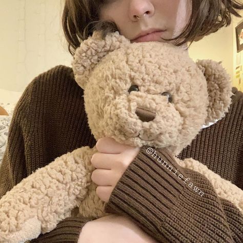 Age Aggression, Aesthetic Korean Outfits, Bear Plushie, Bear Girl, Oversized Sweaters, Build A Bear, Happy Baby, Sweater Making