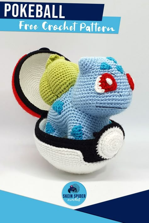 Pokeball Crochet Pattern, Pokeball Pattern, Pikachu Crochet, Pokemon Crochet, Pokemon Crochet Pattern, Disney Crochet Patterns, Crochet Amigurumi Patterns, Crochet Pokemon, Pokemon Pattern