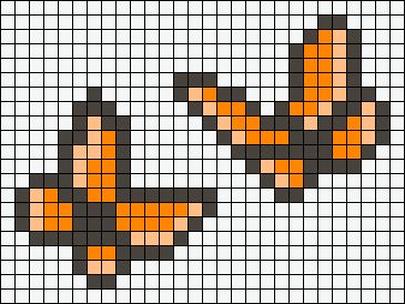 Butterfly Pixel Grid Crochet, Small Butterfly Pixel Art, Pixel Art Pattern Easy Cute, Butterfly Grid Pattern, Pixel Art Easy Ideas, Alpha Crochet Patterns Easy, Mini Alpha Pattern, Spring Pixel Art, Pixel Art Bee