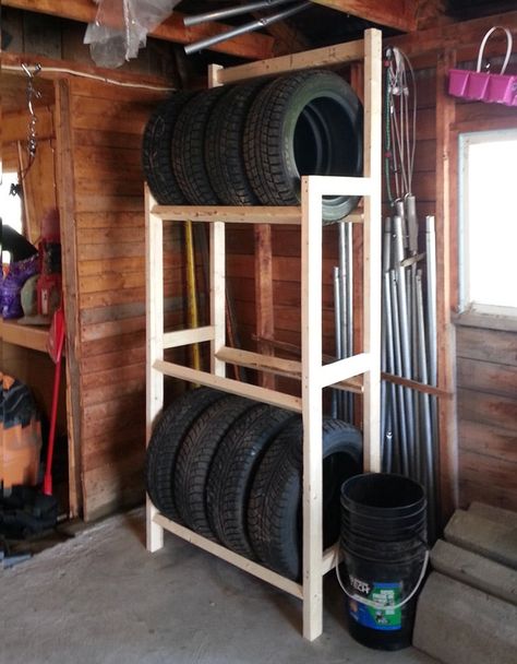 Tire Storage Rack, Tire Storage, Garage Organisation, Garage Workshop Organization, Tire Rack, Garage Tool Storage, Ceiling Storage, Garage Shed, Diy Garage Storage