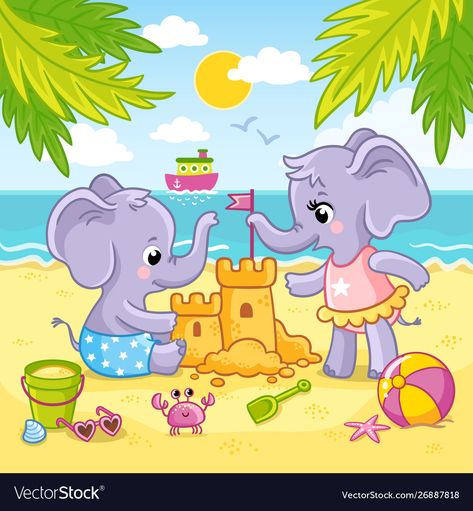 Elephant In The Jungle, Elephant Drawing Cute, Drawings Of Elephants, Elephant Cartoon Images, Easy Elephant Drawing, Baby Elephants Playing, Parrot Cartoon, Cute Elephant Cartoon, Elephant Cartoon